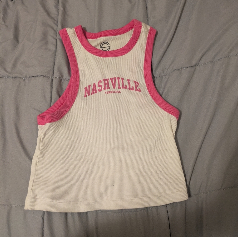 Nashville Kids Tank Top - Pink and White